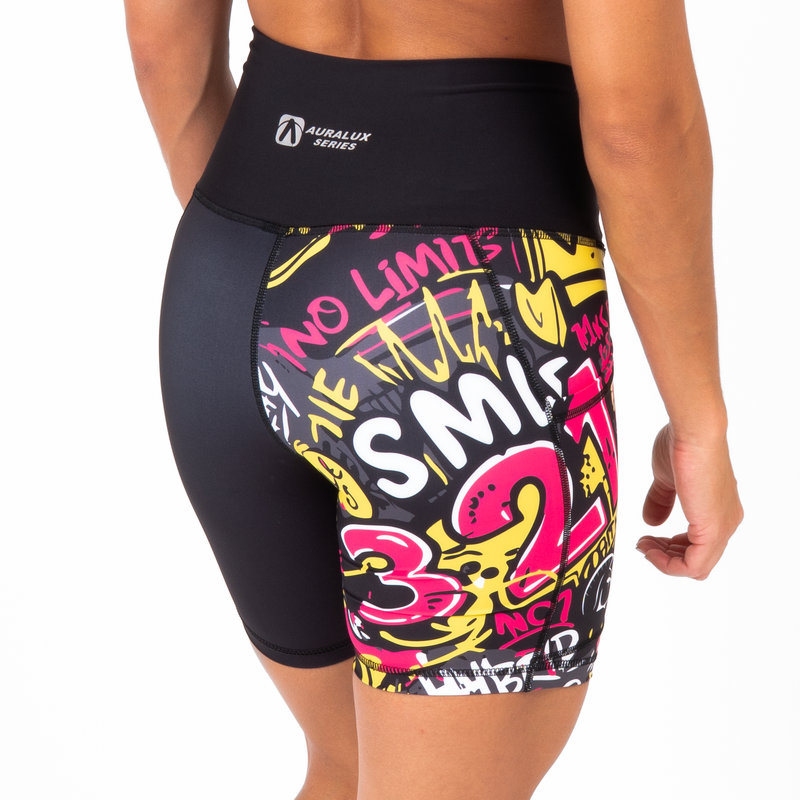 Pantalón Corto AuraLux II 6" Tights Cintura Alta (3,2,1...GO Pink/Yellow) 2 Pantalón Corto AuraLux II 6" Tights Cintura Alta (3,2,1...GO Pink/Yellow) - Imagen 2