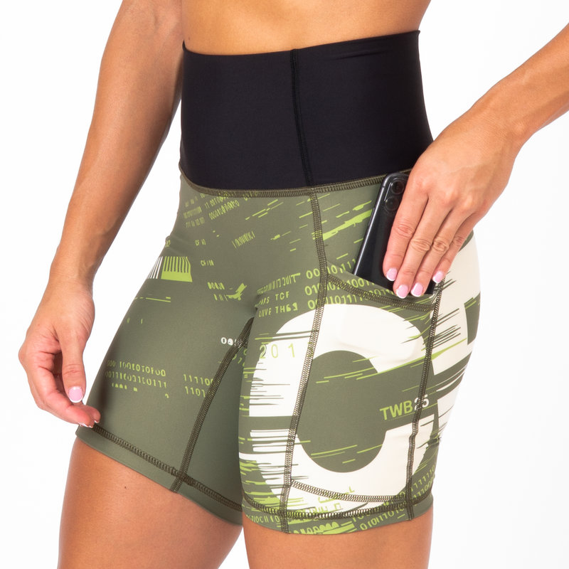 Pantalón Corto AuraLux II 6" Tights Cintura Alta (CF Forever II Green) 4 Pantalón Corto AuraLux II 6" Tights Cintura Alta (CF Forever II Green) - Imagen 4
