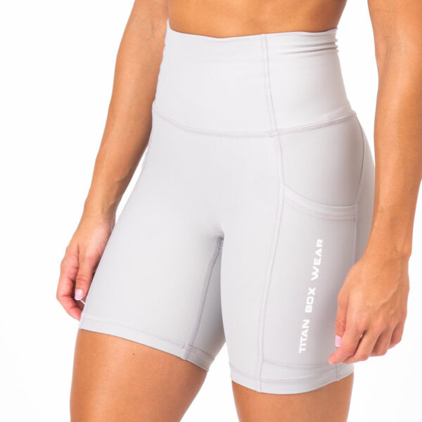 Pantalón Corto cross training Auralux II 6" Tights Cintura Alta Core Light Grey