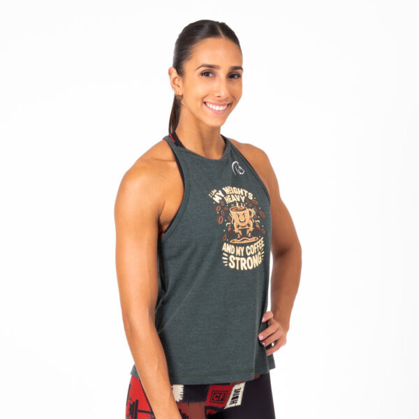 Camiseta cross training sin mangas Halter Strong Coffee,,,