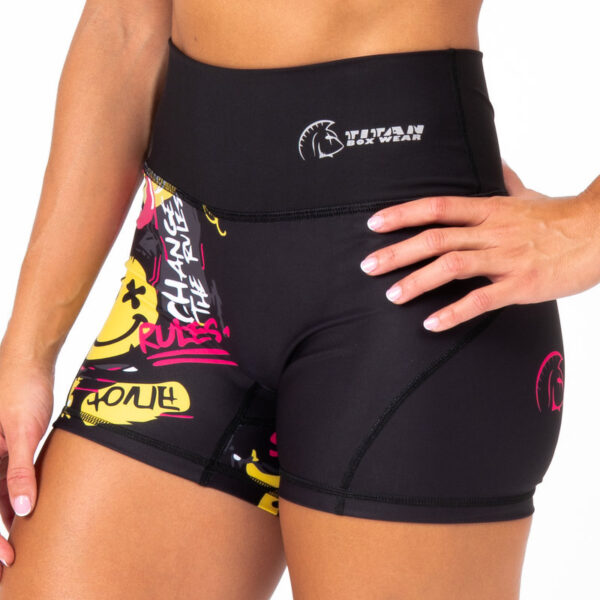 Pantalón corto cross training AuraLux Booty Cintura Alta 3,2,1...GO Pink/Yellow