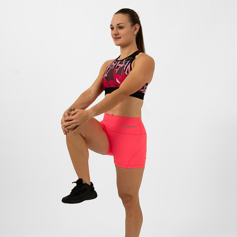 Pantalón Corto AuraLux 6" Tights Cintura Alta (Core Neon Pink) 4 Pantalón Corto AuraLux 6" Tights Cintura Alta (Core Neon Pink) - Imagen 4