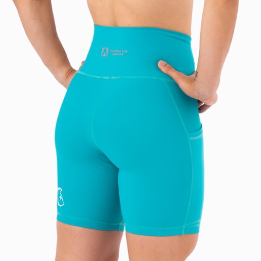 Pantalón Corto AuraLux 6" Tights Cintura Alta (Core Teal) 2 Pantalón Corto AuraLux 6" Tights Cintura Alta (Core Teal) - Imagen 2
