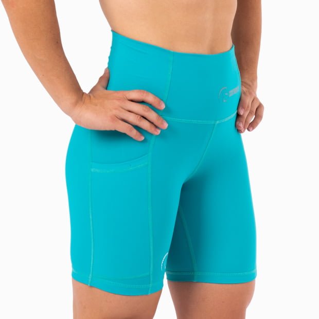 Pantalón Corto AuraLux 6" Tights Cintura Alta (Core Teal) 3 Pantalón Corto AuraLux 6" Tights Cintura Alta (Core Teal) - Imagen 3