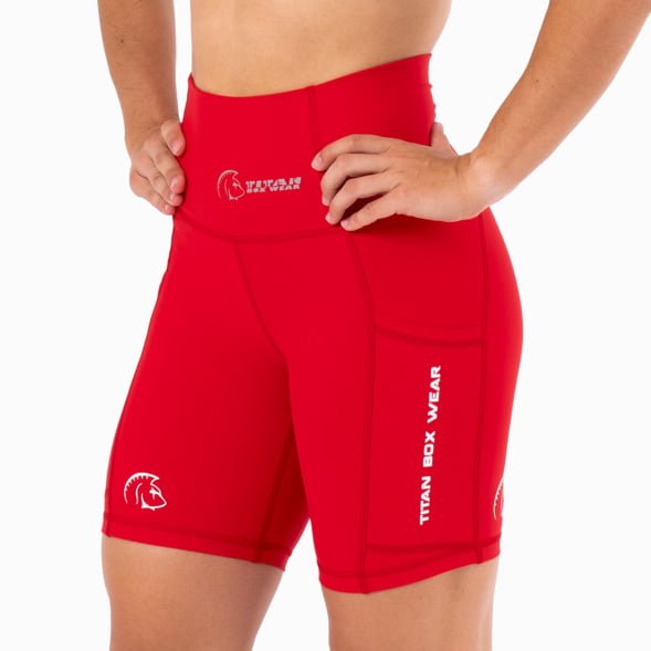 Pantalón Corto AuraLux 6" Tights Cintura Alta (Core Deep Red) 1 malla-corta-cross-training-tipo-biker-auralux-core-deep-red