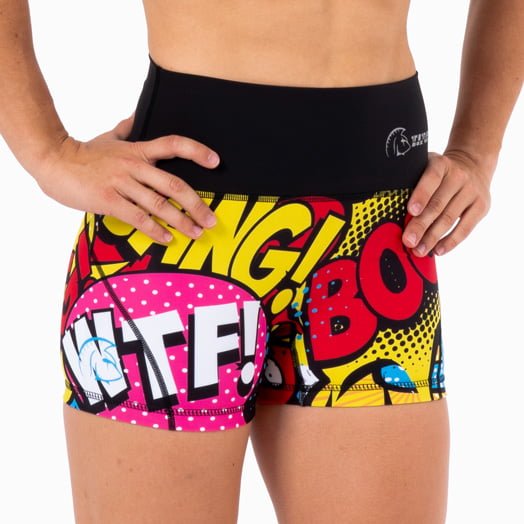 Pantalón corto AuraLux II Booty <u>Cintura Alta</u> (Pin Pam) 3 mallas cortas mujer cross training titan box