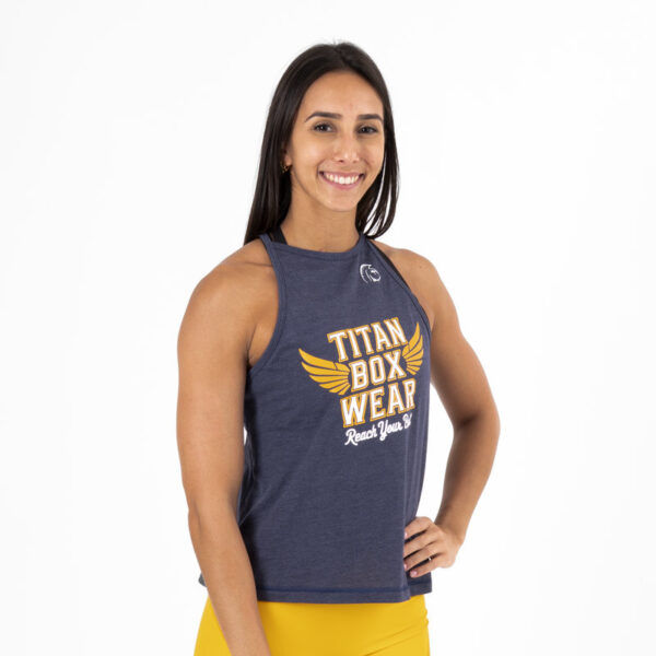 Camiseta sin mangas Halter cross training Titan Wings Navy/Yellow,,,