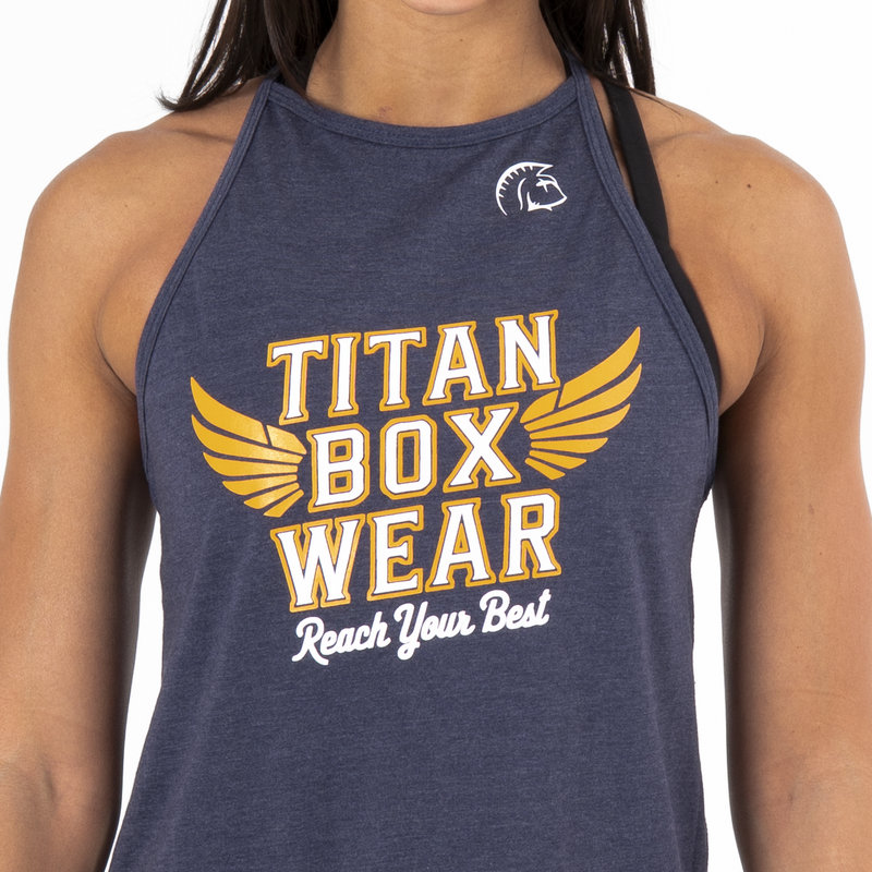 Camiseta sin mangas Ecoactive Halter (Titan Wings Navy/Yellow) 4 Camiseta sin mangas Ecoactive Halter (Titan Wings Navy/Yellow) - Imagen 4