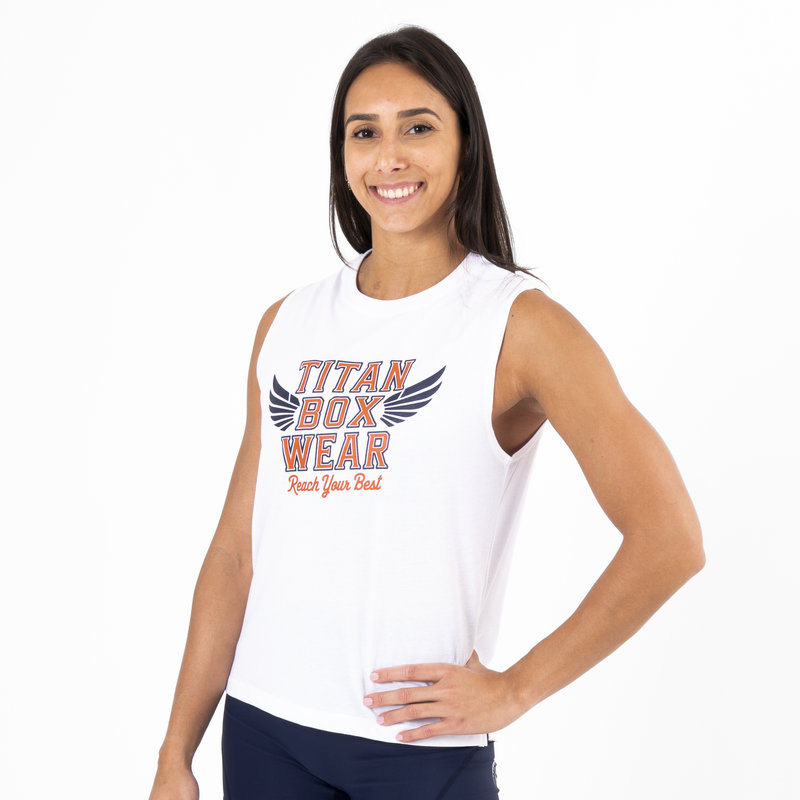 Camiseta sin mangas Ecoactive WOD Tank II (Titan Wings White/Orange) 3 Camiseta sin mangas Ecoactive WOD Tank II (Titan Wings White/Orange) - Imagen 3