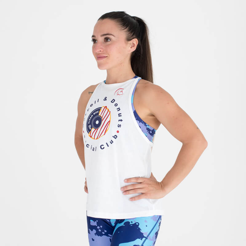 Camiseta sin mangas Ecoactive Halter (Barbell & Donuts White/Red) 3 Camiseta sin mangas Ecoactive Halter (Barbell & Donuts White/Red) - Imagen 3