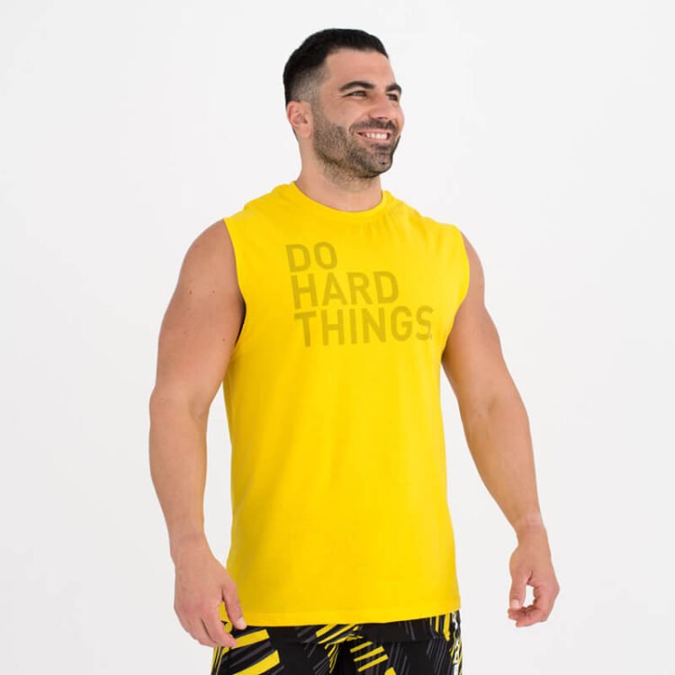 Camiseta sin mangas Ecoactive Hombre (Do Hard Things Yellow)