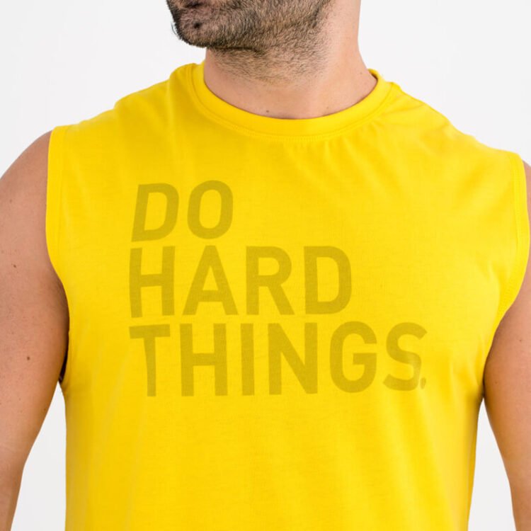 Camiseta sin mangas Ecoactive Hombre (Do Hard Things Yellow)