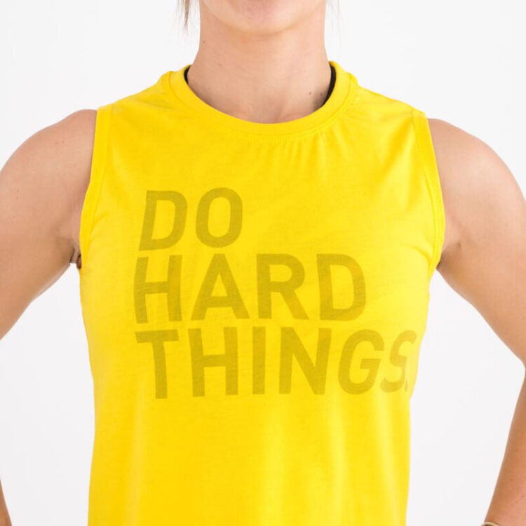 Camiseta sin mangas Ecoactive Crop (Do Hard Things Yellow)