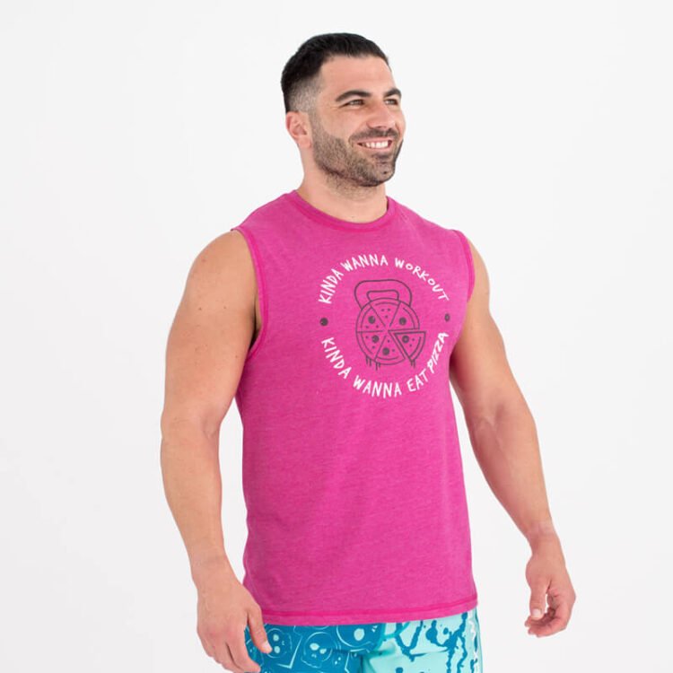 Camiseta sin mangas Ecoactive Hombre (Pizza Fit Pink)
