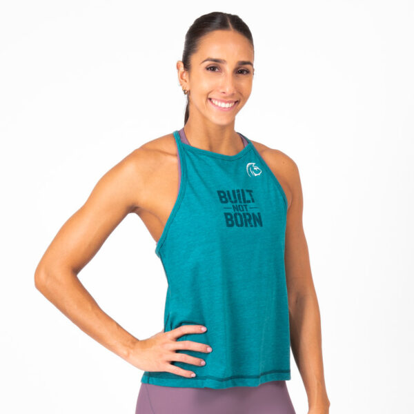 Camiseta cross training sin mangas Halter Built Teal,,,