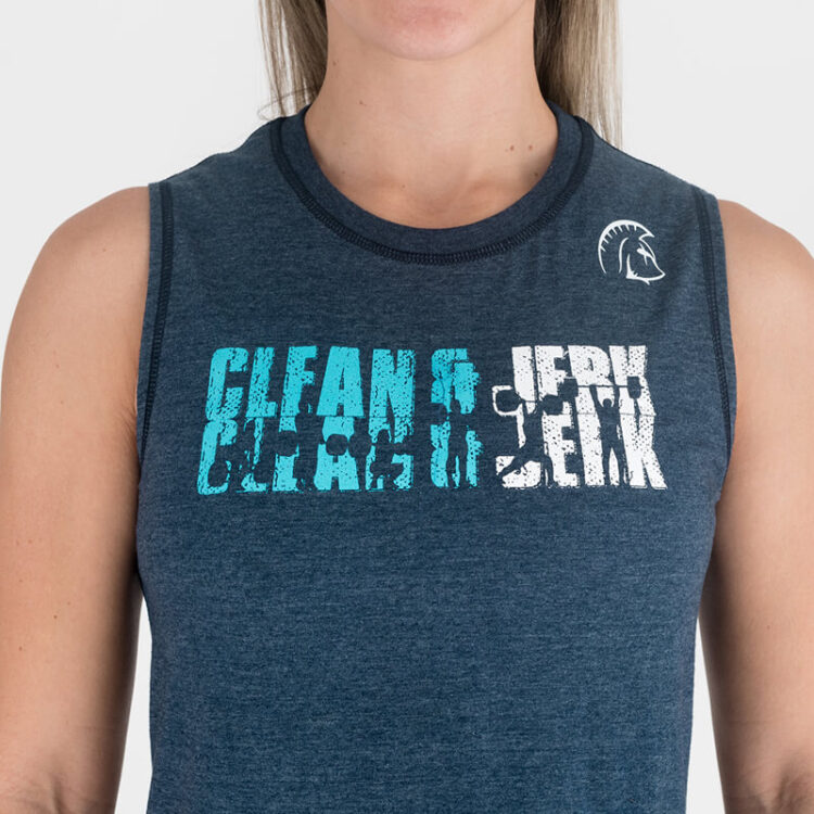 Camiseta sin mangas Ecoactive Crop (Clean & Jerk Navy/ Light Blue)