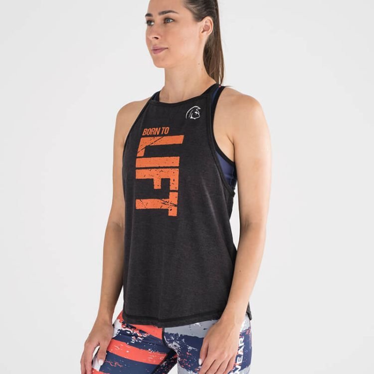 Camiseta sin mangas Ecoactive Halter (Born To Lift Black/Orange)