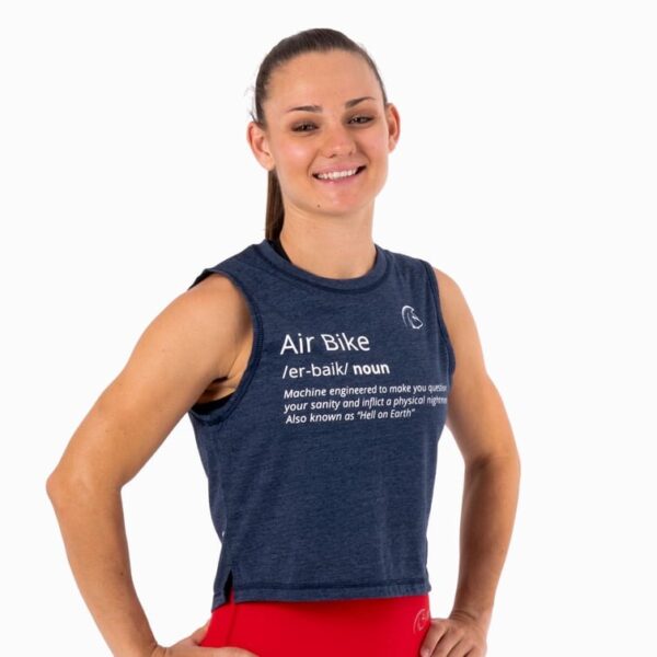 camiseta-sin-mangas-cross-training-mujer-ecoactive-wod-tank-air-bike-navy-white