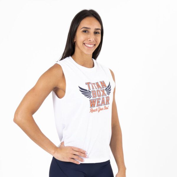 Camiseta sin mangas Ecoavtive WOD Tank II cross training Titan Wings White/Orange,,,