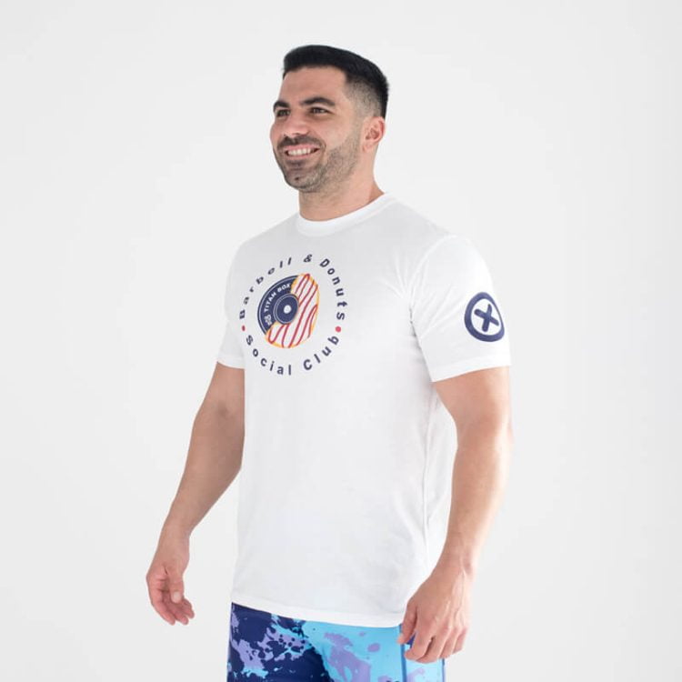 Camiseta Ecoactive (Barbell & Donuts White/Red)
