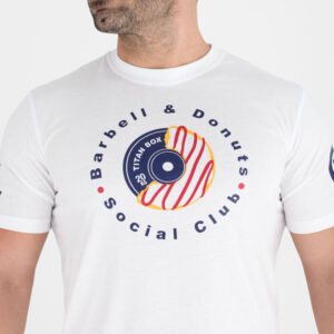Camiseta Ecoactive (Barbell & Donuts White/Red)