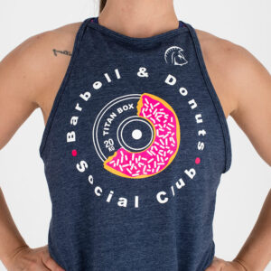 Camiseta sin mangas Ecoactive Halter (Barbell & Donuts Navy/Pink)