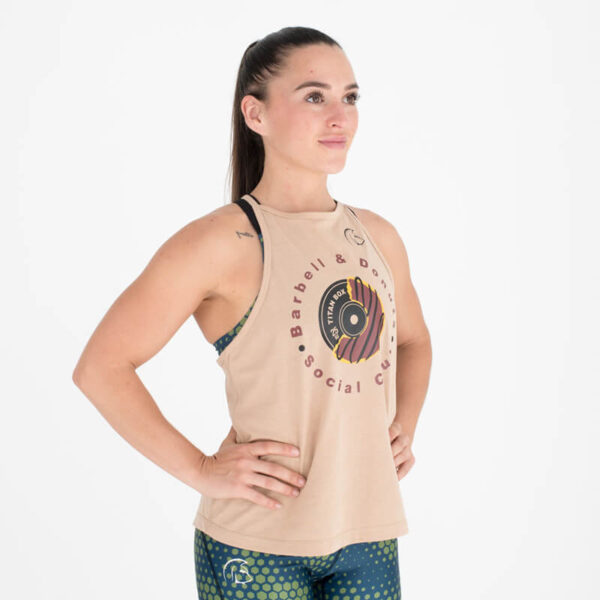 camiseta-sin-mangas-cross-training-mujer-ecoactive-barbell-and-donuts-choco