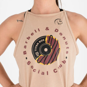 Camiseta sin mangas Ecoactive Halter (Barbell & Donuts Choco)